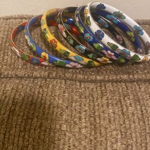 Vintage Chinese multicolor floral cloisonne enamel on brass 1980